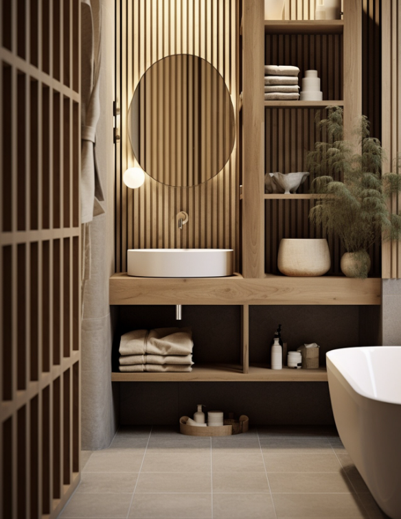 image salle de bains bois