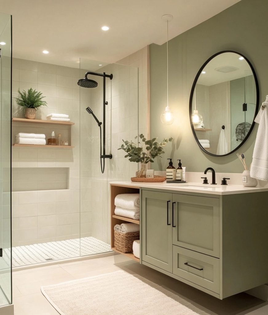 salle de bain vert sauge