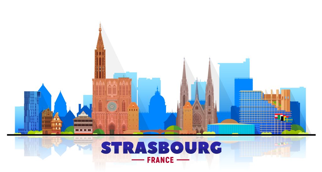 Illustration en 2d de la ville de Strasbourg. 