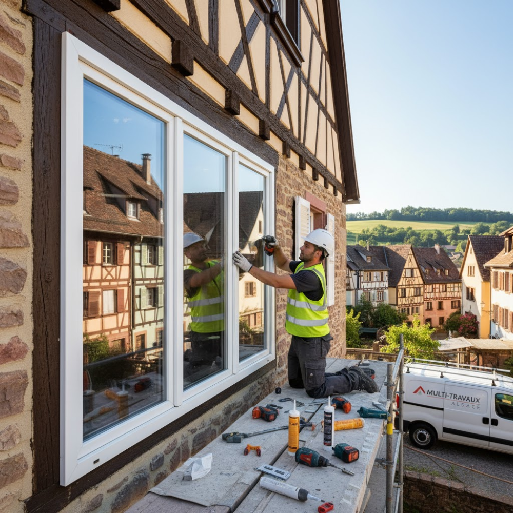 Pose de fenêtre par un spécialiste menuiserie charpente en Alsace, par Multi-Travaux